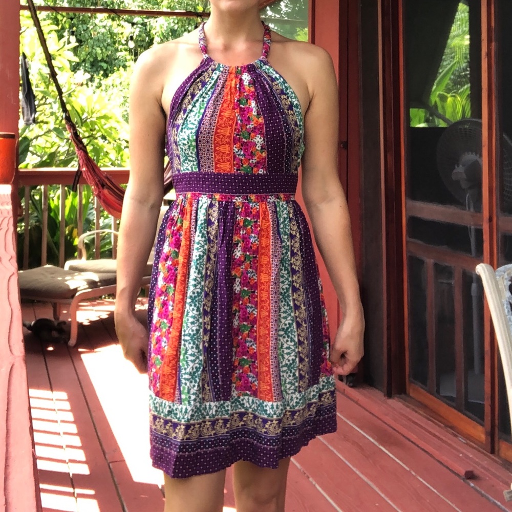 Halter Floral Sun Dress forever 21  multi pattern - Picture 4 of 7